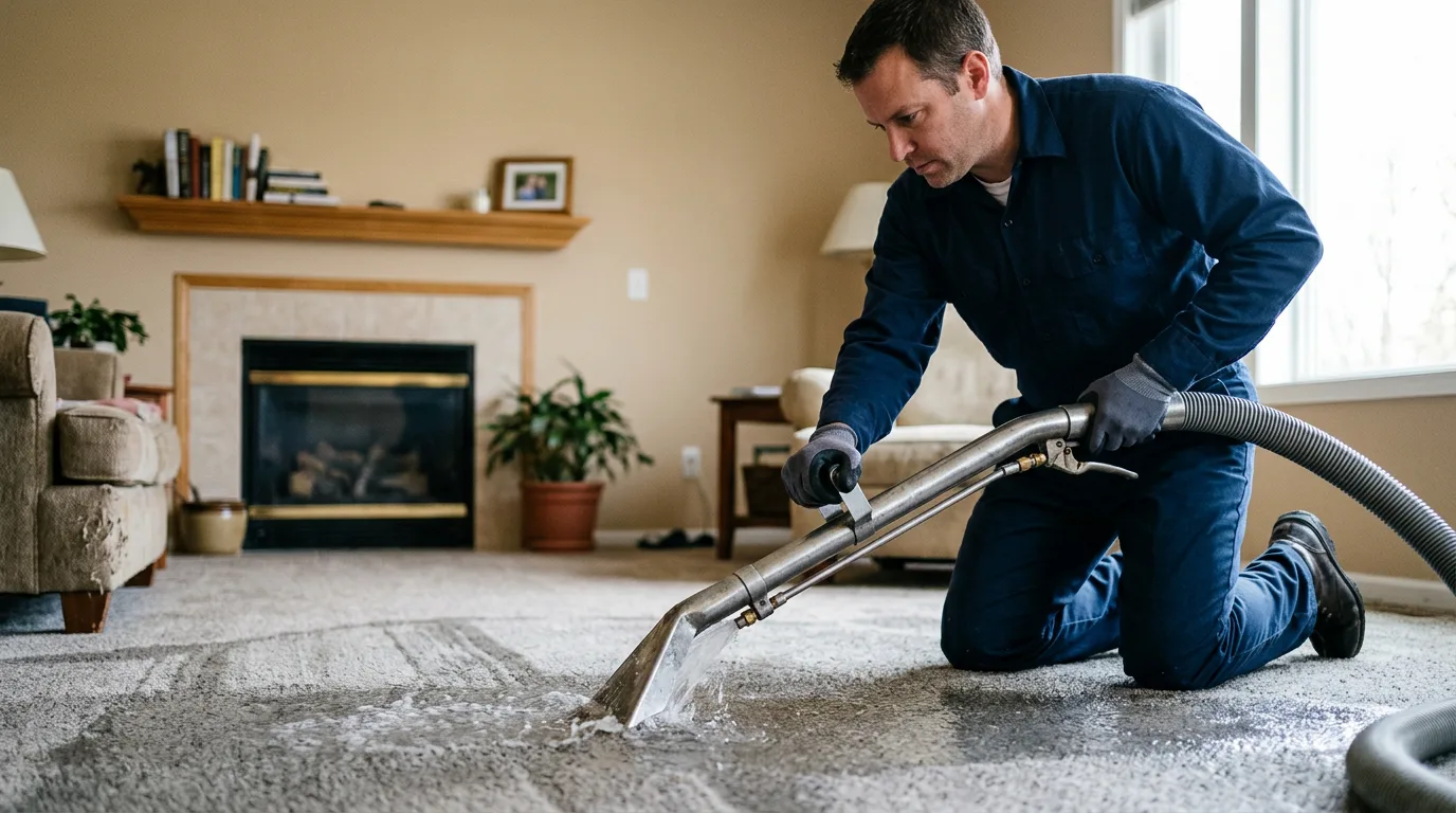 Water damage restoration technician working near Holland, OH